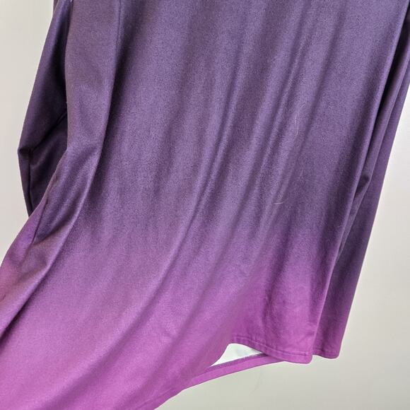 Purple Ombre Glitter V Neck Strap Long Sleeve Top Baby Doll Style Glam Boho XL - Picture 5 of 6